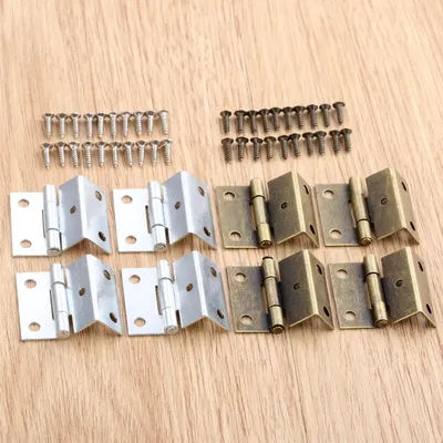 4 Pcs 25*15*12mm Cabinet Door Luggage Furniture Decoration Hinge Jewelry Wood Boxes Vintage Chinese Zinc Alloy Hinge with Screws