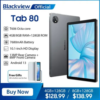 Blackview Tab 80 Android 13 Tablet 8GB 128GB 10.1-inch HD Display T606 Octa Core 7680mAh 2.4G/5G WiFi 13MP Rear Camera 4G tablet