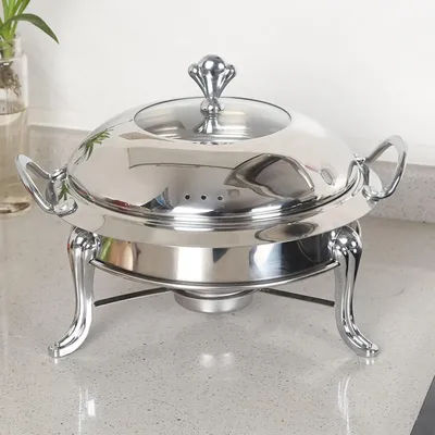 Catering Warmer Set with Lids Removable Anti Scalding Solid Fuel Boiler Camping Cooking Utensils Grilling Tongs Stainless Steel