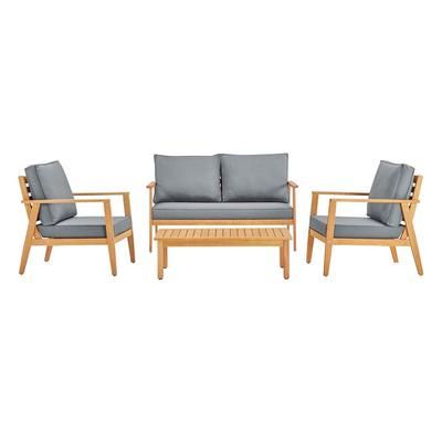 Syracuse Outdoor Patio Upholstered 4 Piece Furniture Set - East End Imports EEI-3705-NAT-GRY
