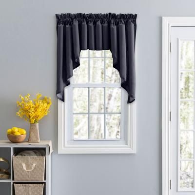 Stacey Curtain Color Lined Swag Set by Ellis Curtains in Navy (Size 126"W 63" L)
