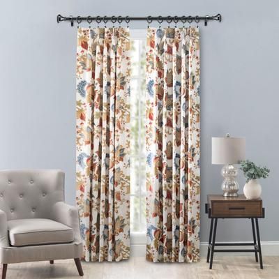 Wide Width Cambridge Curtain Pinch Pleat Pair by Ellis Curtains in Multi (Size 48" W 72" L)