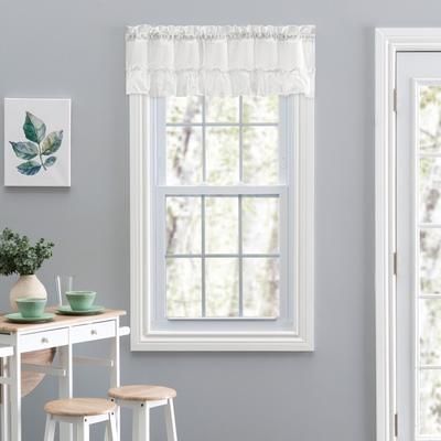Stacey Curtain Ruffled Filler Valance by Ellis Curtains in Ice Cream