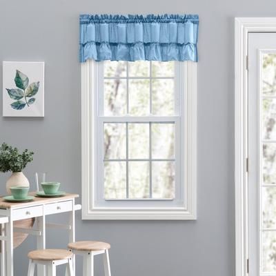 Stacey Curtain Ruffled Filler Valance by Ellis Curtains in Slate