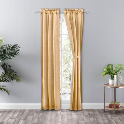 Wide Width Lisa Solidtextured Tailored Panel Pair by Ellis Curtains in Butter Blue (Size 56" W 84" L)