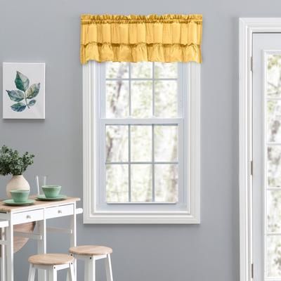 Stacey Curtain Ruffled Filler Valance by Ellis Curtains in Yellow