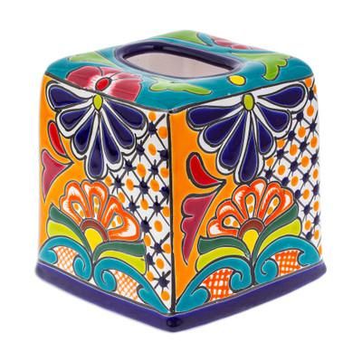 Classic Convenience,'Handcrafted Talavera Hacienda Ceramic Tissue Box Cover'