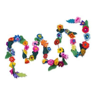 Bloom,'Hand Crafted Fabric Floral Garland from Peru'
