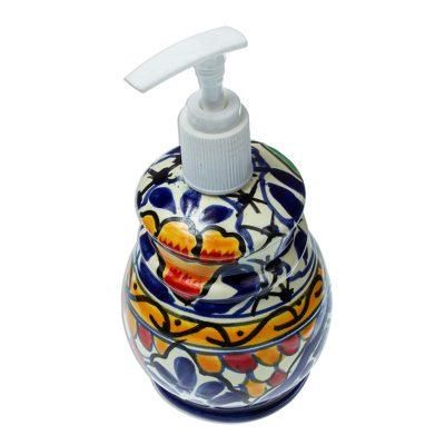 Cobalt Flowers,'Artisan Crafted Ceramic Floral Soap Dispenser'