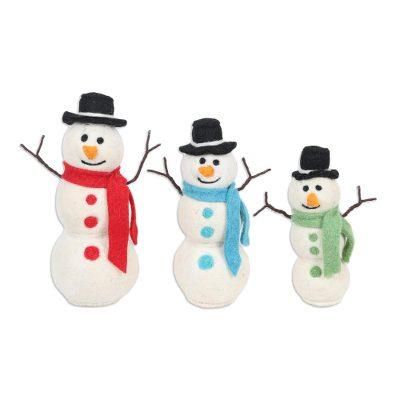 Snowman Fun,'Handcrafted Felt Christmas Decor (Set of 3)'