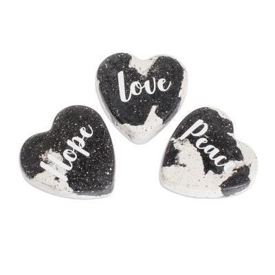 Peace, Love and Hope,'Handmade Heart Home Accents (Set of 3)'