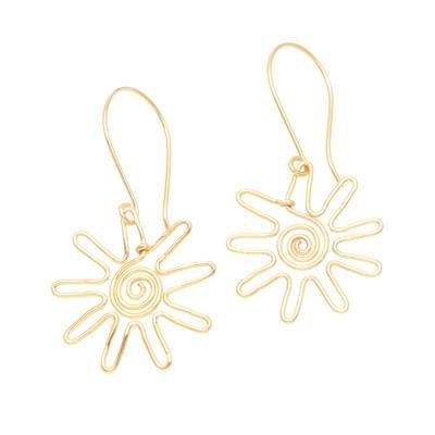 Sun Gleam,'Hand Crafted Gold-Plated Dangle Earrings from Indonesia'