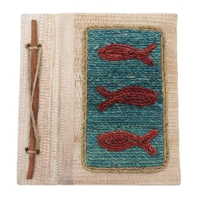 'Hand-Crafted Eco-Friendly Natural Fiber Fish-Themed Journal'