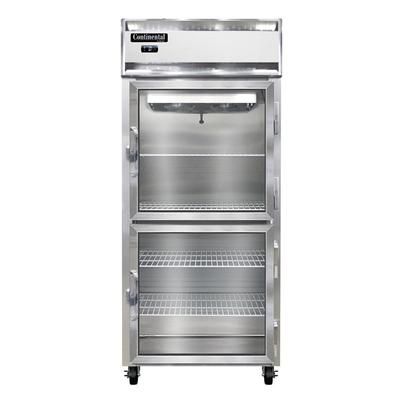 Continental 1FXNGDHD 36 1/4" 1 Section Reach In Freezer, 2 Right Hinge Glass Doors, 115v, Aluminum/Stainless Steel