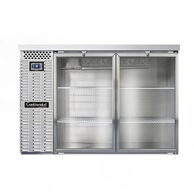Continental BB50SNSSGD 50" Bar Refrigerator - 2 Swinging Glass Doors, Stainless, 115v, Silver
