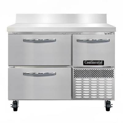 Continental FA43NBS-D 43" W Worktop Freezer w/ 2 Sections, 2 Door, 2 Drawers, 115v, 6" Backsplash, Silver