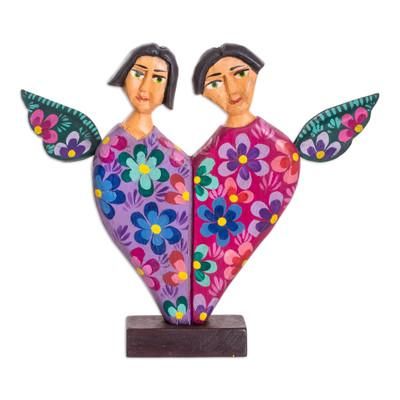Wood sculpture, 'Angels of Love I'