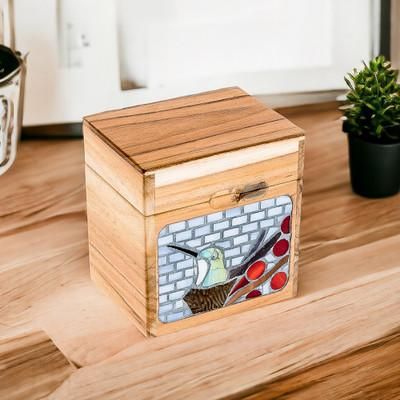 Harmonious Secrets,'Handcrafted Hummingbird Mosaic Decorative Box in Bright Hues'