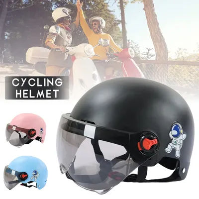 Casco da motociclista da uomo, mezzo casco da donna per scooter elettrico per auto, mezzo casco aperto, berretto da bicicletta con cappello di sicurezza anti-UV con occhiali