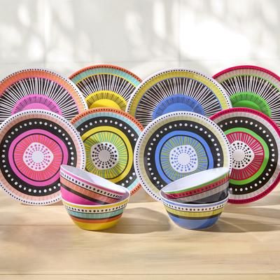 12-Pc. Almira Melamine Dinnerware Set by BrylaneHome in Multi