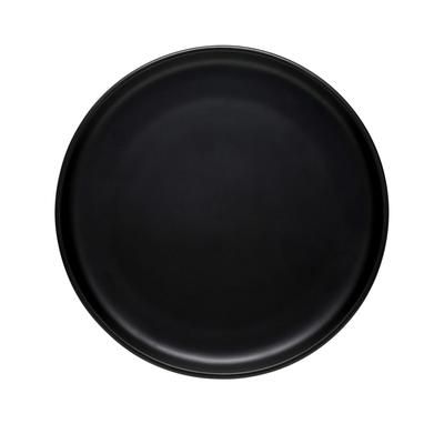 Libbey DRI-19-O 9" Round Driftstone Flat Coupe Plate - Porcelain, Onyx, Black