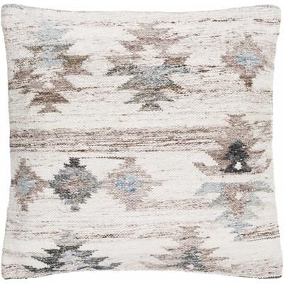 Livvy 22" Square Rustic Ice Blue/White/Black/Medium Brown/Navy/Blue Throw Pillow - Boutique Rugs