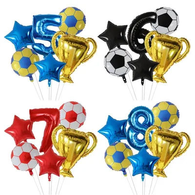 Ballons à hélium pour trophée de Football pour garçons, 6 pièces, décorations de fête d'anniversaire, cadeaux pour enfants, 32 pouces, vert, bleu, rouge, chiffres