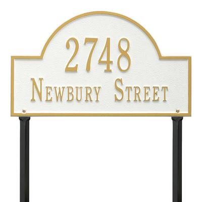 Arched Address Lawn Plaque - White/Gold - Grandin Road