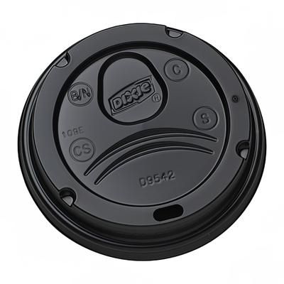 Dixie D9542B Dome Lid for 10 oz to 20 oz PerfecTouch Hot Paper Cups - Plastic, Black, Case of 1000