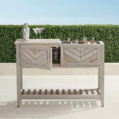 Westport Console with Beverage Tub in Weathered Teak - Frontgate