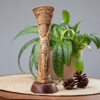 'Hand-Carved Religious Jesus Christ Sculpture from Bali'