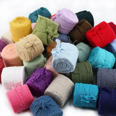 Ins ruban de coton 5 Yards de large 3.8cm vert bricolage boîte-cadeau emballage mariage fleur Bouquet enveloppe décoration bord effiloché