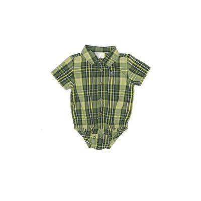 Baby Bum Short Sleeve Onesie: Green Plaid Bottoms - Size 6 Month