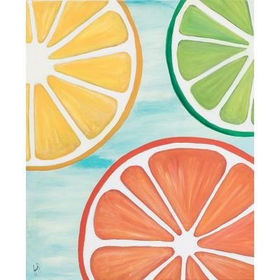 Citrus Colors' Harmony,'Acrylic on Canvas Painting of Lemon Orange and Lime'