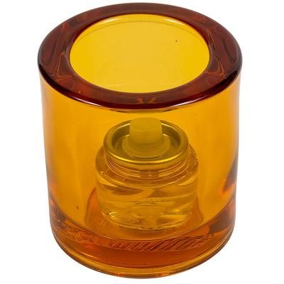 Hollowick 5140A Tealight Glass Lamp, Amber, Thick Glass, 2 7/8"H x 2 3/4"dia, Yellow