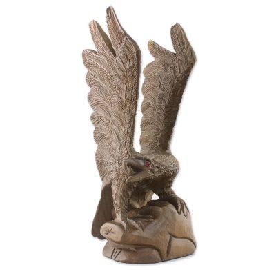 The Eagle,'Left-Facing Wood Eagle Sculpture from Thailand'