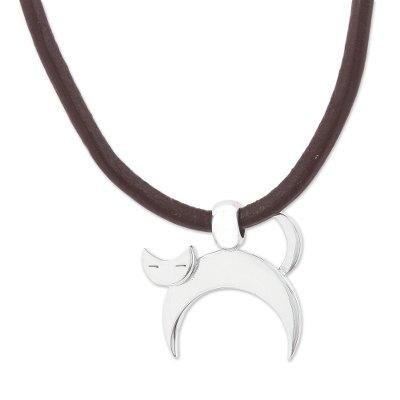 Felix the Cat,'Adjustable Silver Cat Pendant Necklace from Mexico'