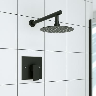 Randolph Morris Tranquil Rainfall Shower Set with Round Shower Head and Square Valve RMAS-SSQ-RH-MB