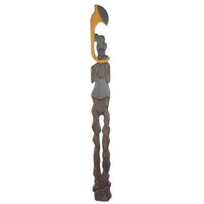 Trumpeter,'Handcrafted Mansonia Wood Wall Art from Ghana'