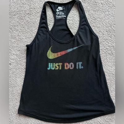 Nike Tops | Like New Women's Nike Racerback Loose Fit Black W Colorful Logo Tank Top, Medium | Color: Black/Red | Size: M