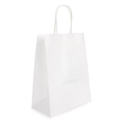 White Paper Merchandise Handle Bags 8 1/4" x 4 5/16" x 10 5/8" 50 Pack GMB5W