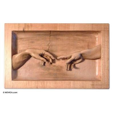 Cedar relief panel, 'The Creation'