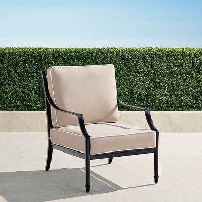 Grayson Lounge Chair with Cushions in Black Aluminum - Standard, Vista Boucle Glacier - Frontgate