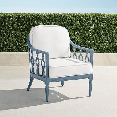 Avery Lounge Chair with Cushions in Moonlight Blue Aluminum - Standard, Vista Boucle Alabaster - Frontgate