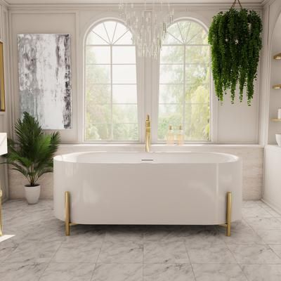 Randolph Morris Maisie 59 Inch Acrylic Double Ended Tub with Brushed Brass Stand RMTW080ST-59-BB