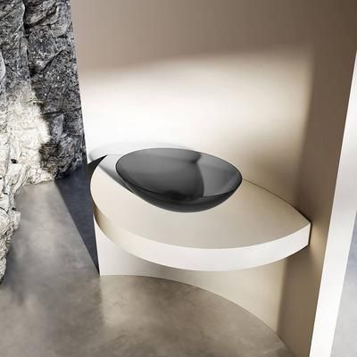 Randolph Morris Floki Transparent Oblong Solid Surface Vessel Sink - Black RMTW-VS62-BLK