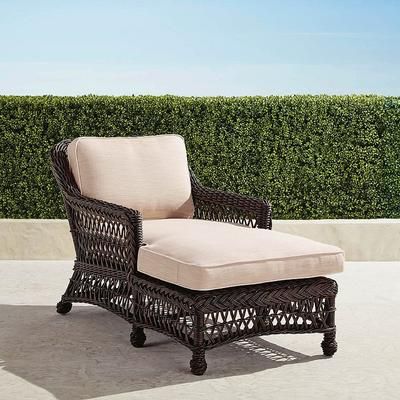 Hampton Chaise in Black Walnut Wicker - Standard, Vista Boucle Air Blue - Frontgate