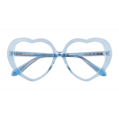 Female s heart Crystal Blue Acetate Prescription eyeglasses - Eyebuydirect s Suki