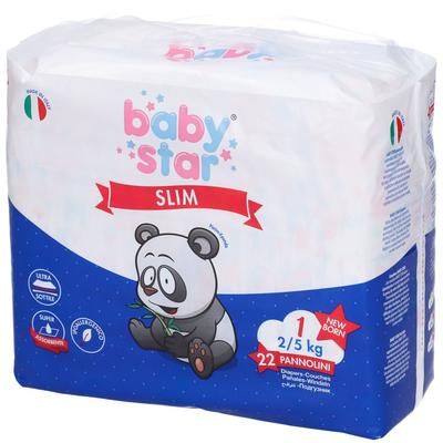 Pannolini Babystar Slim 2/5Kg Taglia 1 New Born 22 Pezzi St