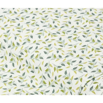 Tissu coton "rameaux de feuilles", blanc/vert, série "Mona"